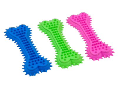 TLC Bone Dog Toy with Spikes – durable rubber chew toy for dogs, designed to support dental health, teething, and interactive play.